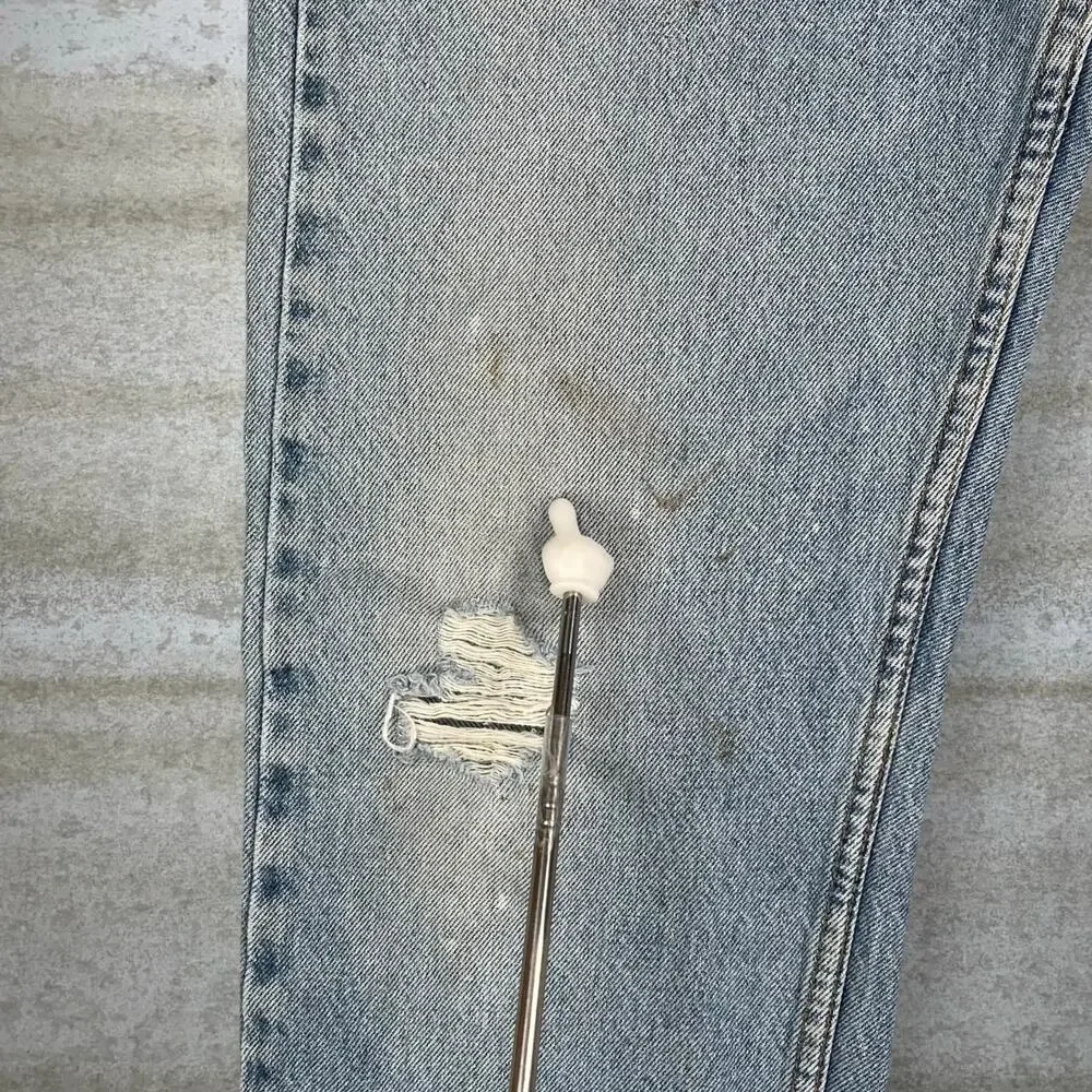 Vintage 90s Levis Jeans 505 34x30 Regular Straight Leg Fit Light Wash Orange Tab
